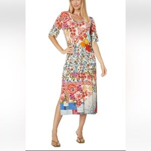 Johnny Was Tango T-shirt Midi Dress Floral Jersey knit M